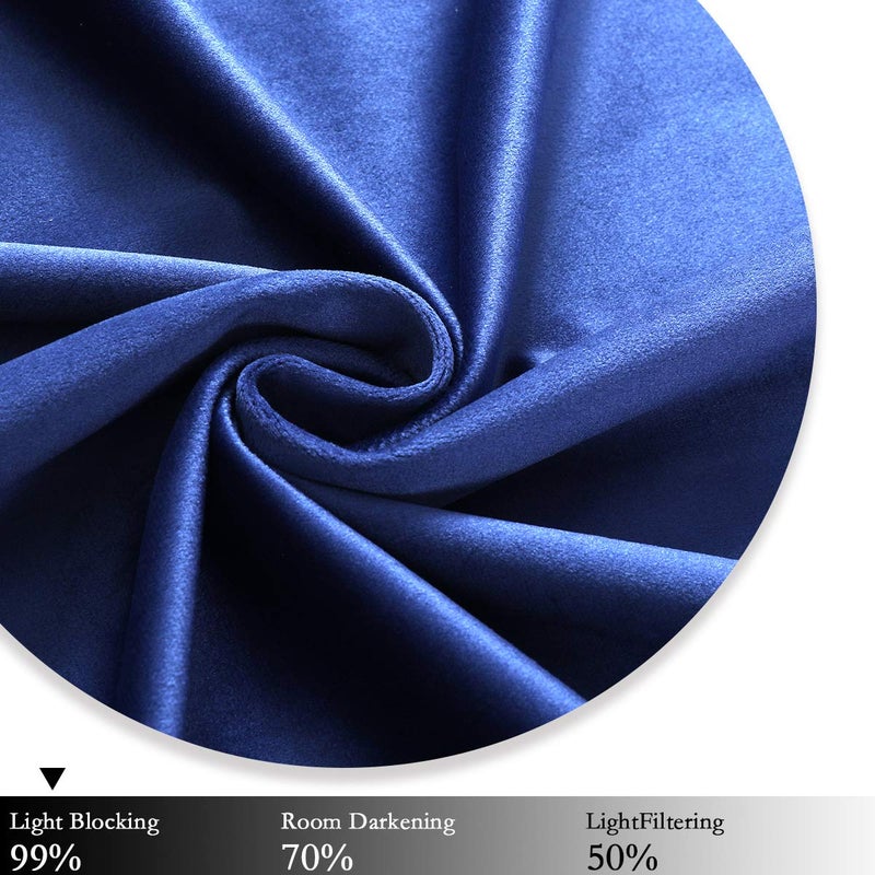 SPXTEX Navy Blue Velvet Blackout Curtains 96 inches Long Super Soft Velvet Curtains Grommet Thermal Insulated Curtains Window Treatment for Bedroom Light Blocking Velvet Curtain Panels Set of 2 Panels - Image 5